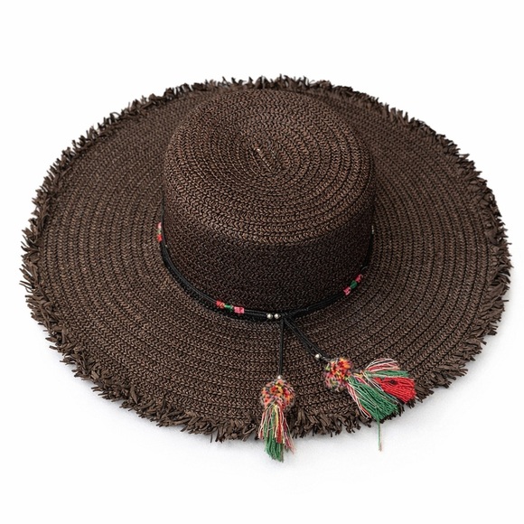 Steve Madden Accessories - Steve Madden Brown Hat with Colorful Tassels OS